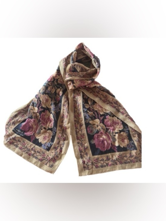 Lauren Ralph Lauren Accessories - Lauren Ralph Lauren Floral Border Scarf in Black, Pink and Gold Tones